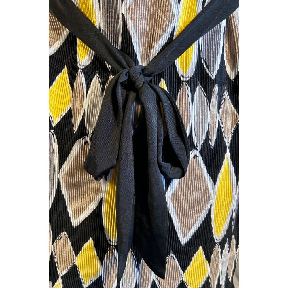 Nick & Sarah Womens Diamond Print Tunic Top With Tie Back Short Sleeves - Picture 7 of 7